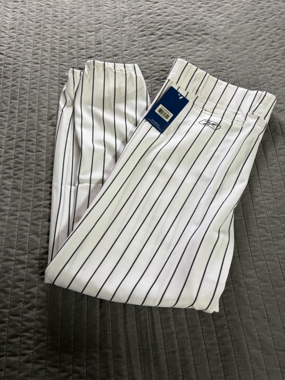 Reebok White with Black Pinstripe Men’s Baseball Pants